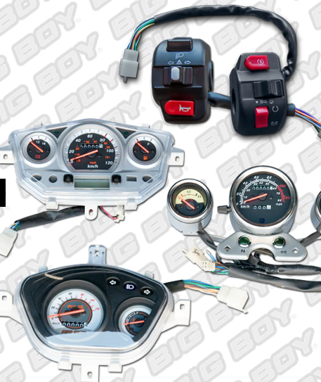 Motorcycle speedometers, clusters, switchgear and wiring